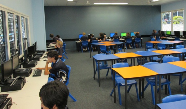 Students using computers in the classroom